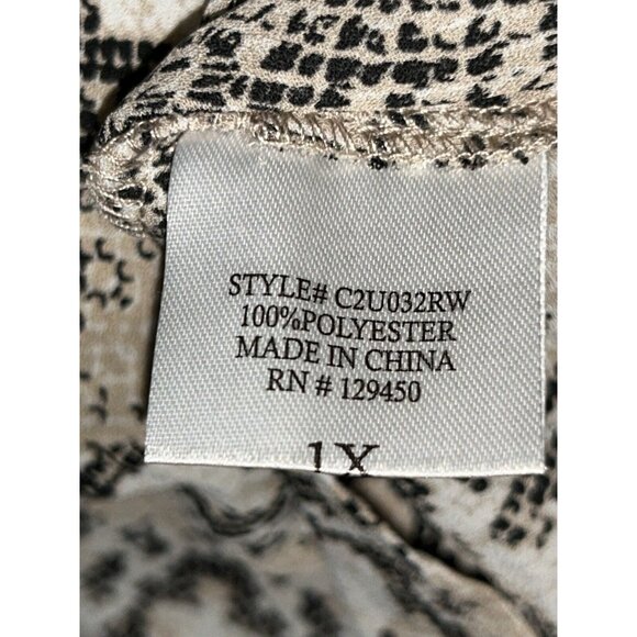 NWT Fred David Sz PLUS 1X Khaki Gray Snake Print Dipped Hem Popover Tunic - Picture 10 of 12